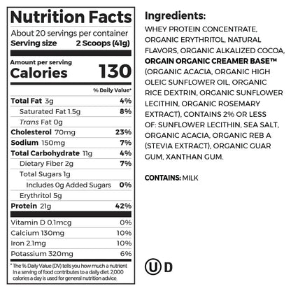 Grass Fed Whey Protein Powder - Creamy Chocolate Fudge